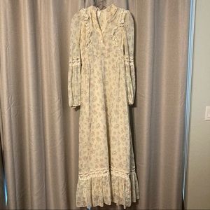 Vintage Gunne Sax Cream Floral Maxi